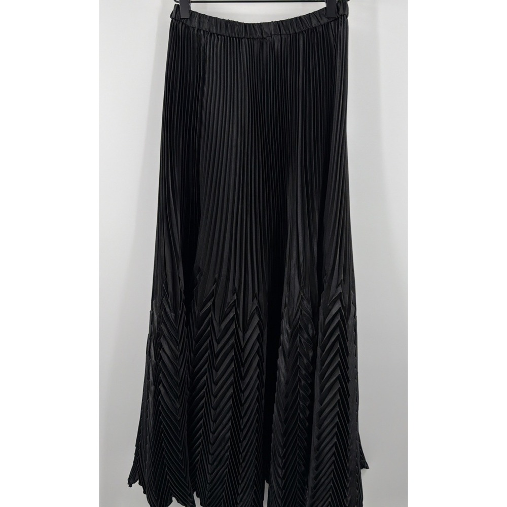 Y2K Vintage Maxi Skirt Black Accordion Pleated Whimsigoth Witchy Coquette Sz S